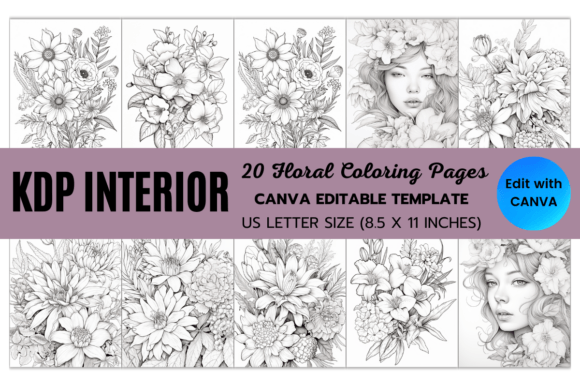 20 Floral Coloring Pages KDP Template: A Straightforward Resource for Content Creators and Self-Publishers