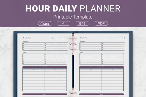 24 Hour Daily Planner Printable Template