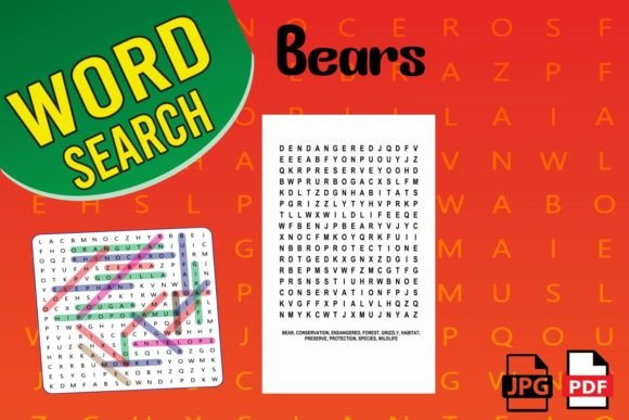 Bears Word Search Puzzles for Activity Books, Gifts, and Creative Projects
