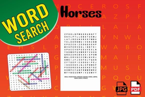 Choosing Horses Word Search Puzzles for Activity Book Interiors