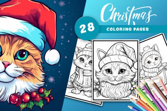 Christmas Cat Coloring Pages: Festive Feline Fun
