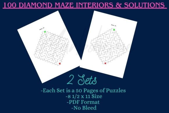 Diamond Maze Puzzles Interiors-100 Pages: Your Practical Resource for Puzzle Creation and Mental Engagement