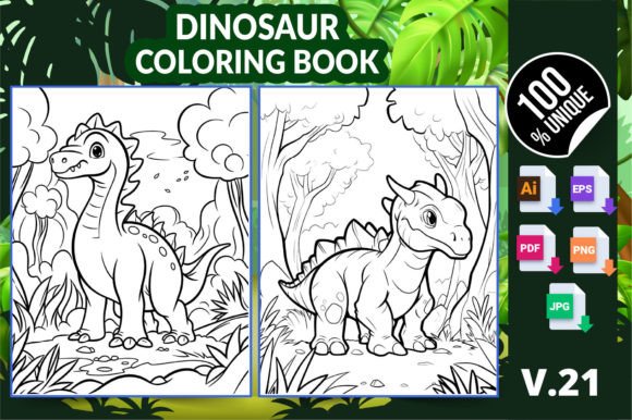 Dinosaur Coloring Book KDP Interior V21