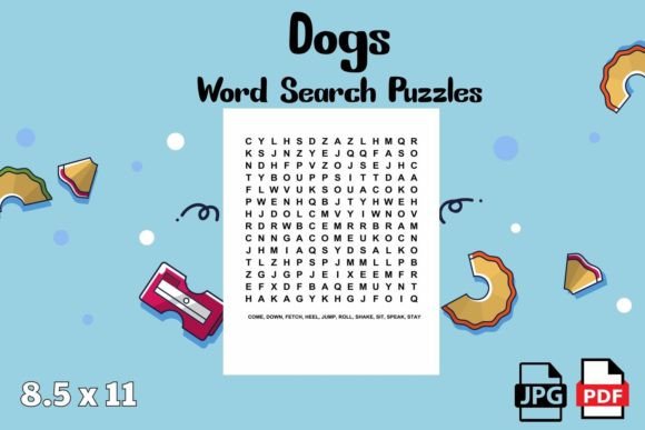 Dogs Word Search Puzzles for Activity Books, Creative Projects, and Digital Publishing Workflows