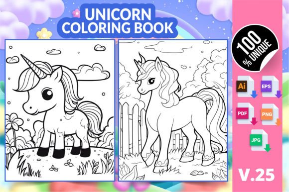 Unicorn Coloring Book KDP Interior V25: A Versatile Toolkit for Print-On-Demand and Creative Projects